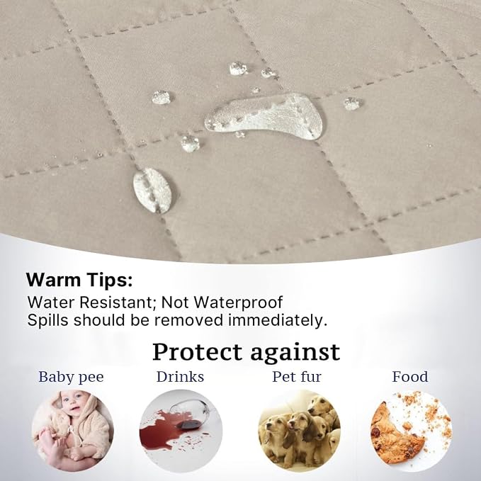 H.VERSAILTEX Reversible Couch Cover for 2 Cushion Couch Water Resistant Loveseat Washable Furniture Cover with Non-Slip Elastic Strap for Dogs, Pets, Kids(Oversized Loveseat, Pale Oak)