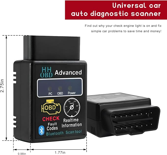 Bluetooth OBD2 Scanner for Car, OBD II Wireless Diagnostic Code Reader Bluetooth Scan Tool, Universal Professional Auto Engine Fault Diagnosis Tester Adapter, Car Accessories