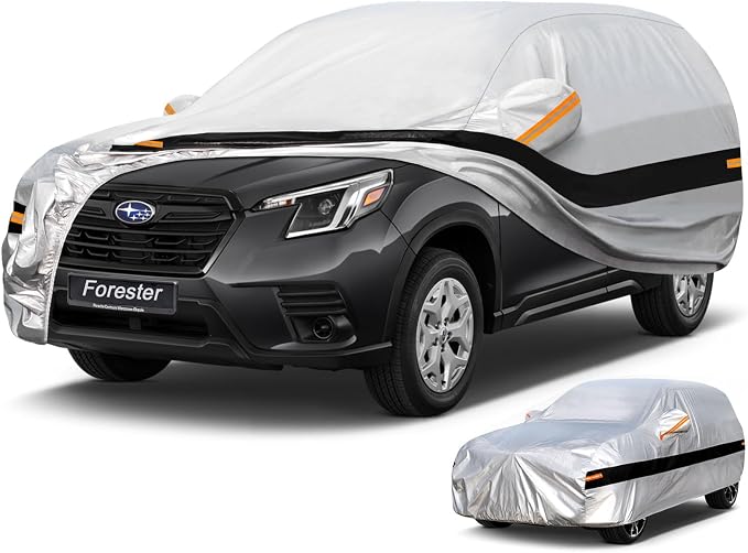 10 Layers SUV Car Cover Custom Fit for Subaru Forester (1998-2024) Waterproof All Weather for Automobiles, Outdoor Full Cover Rain Sun UV Protection.Silver