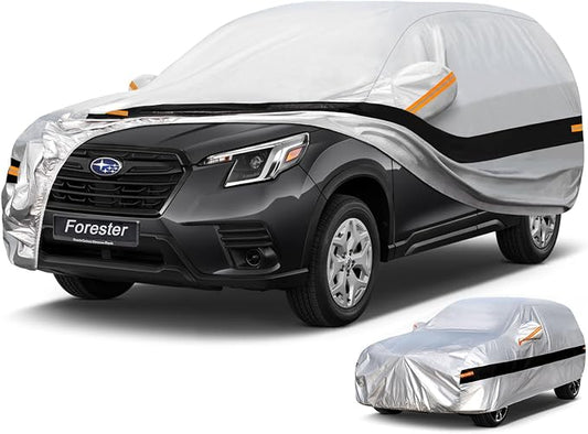 10 Layers SUV Car Cover Custom Fit for Subaru Forester (1998-2024) Waterproof All Weather for Automobiles, Outdoor Full Cover Rain Sun UV Protection.Silver