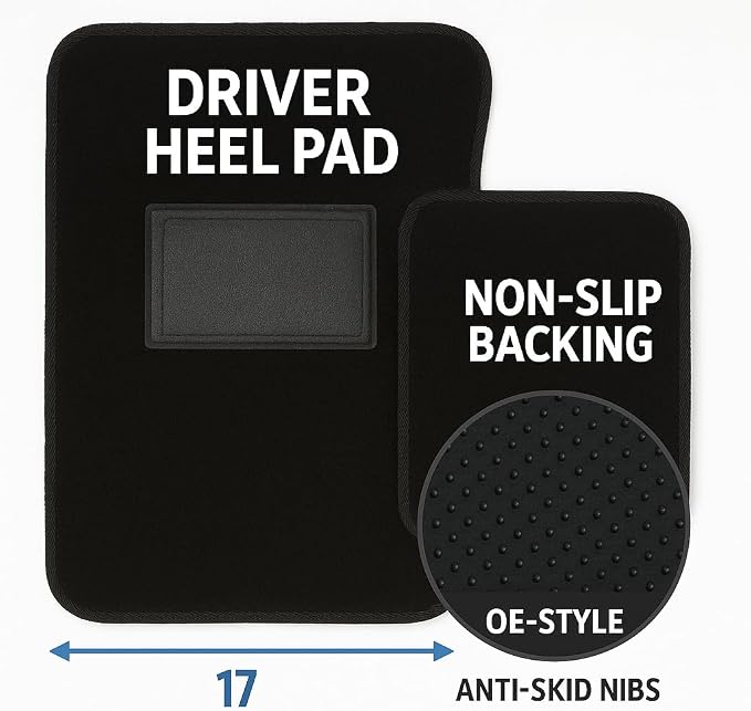 Black Universal Carpet Auto Floor Mats 4 Piece