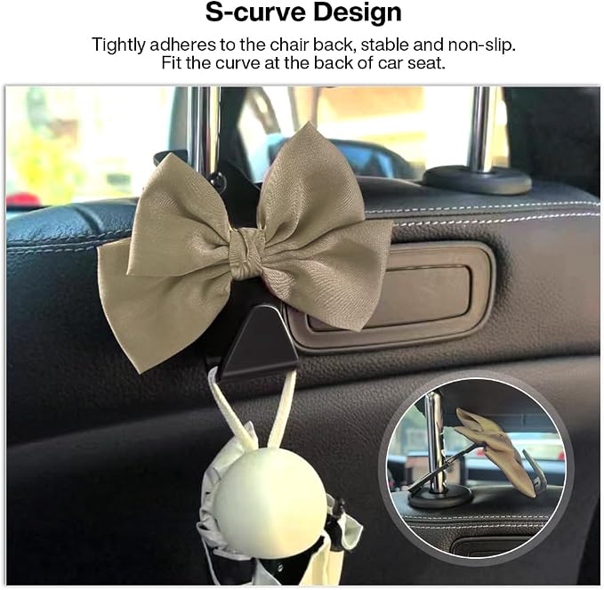 2-Pack Car Seat Headrest Hooks, Handbag Hangers, Grass green | Storage organizer for handbags, clothes, coats and grocery bags; practical interior accessory for most cars and SUVs