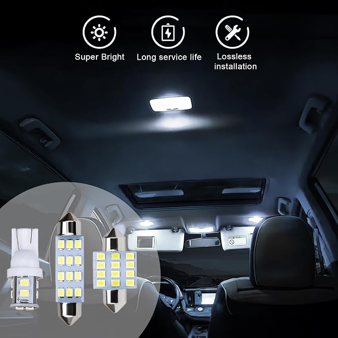 24 PCS Car Interior LED Lights Kit 194 T10 DE3175 578 31mm 41mm LED Bulbs Interior Replacement Bulbs for Car Map License Plate Door Side Marker Dome Light (White)