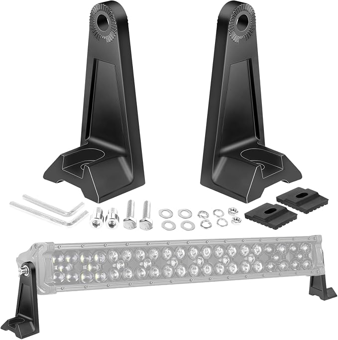 2PCS Light Bar Mounting Brackets, Universal Side-Mounted Bracket Dual Row LED Bar Straight/Curved Driving Light Mounts for Offroad Truck Pickup Wrangler ATV UTV