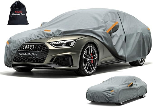 Kayme Heavy Duty Car Cover Custom Fit Audi A4/S4(1994-2025), Waterproof All Weather for Automobiles, Full Exterior Covers Sun Rain UV Protection.