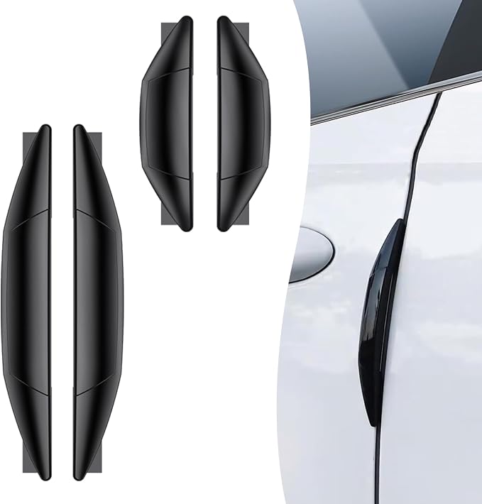 4 PCS Car Door Anti-Collision Strip, Rearview Anti-Impact Sticker, Door Protection Decorative Covers, Door Edge Bumper Guard, Universal Car Side Door Edge Protector (Black)