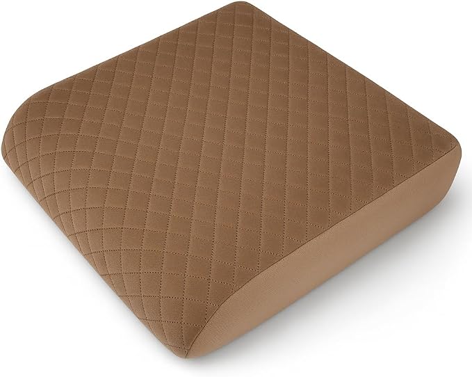 Medium-Soft 20x20x4 Memory Foam Recliner Chair Seat Cushion for Long Sitting - Armchair Pad with Washable Velvety Cover with Waterproof Layer & Non-Slip Base for Seniors & Elderly - Brown