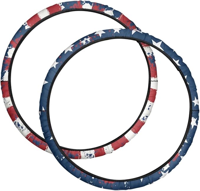 The Stars and Stripes Wheelchair Wheel Covers 2 Pack Wheelchair Tyre Covers Neoprene Wheel Cover for Transport Wheelchair Wheels, 24 Inch