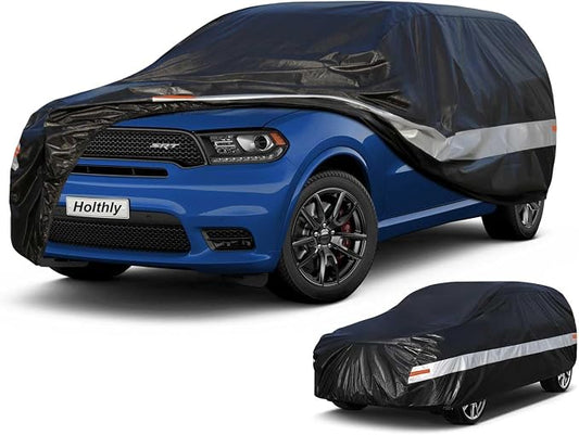 10 Layers SUV Car Cover Custom Fit for Dodge Durango (2004-2026) Waterproof All Weather for Automobiles, Outdoor Full Cover Sun UV Rain Protection with Cotton. Black