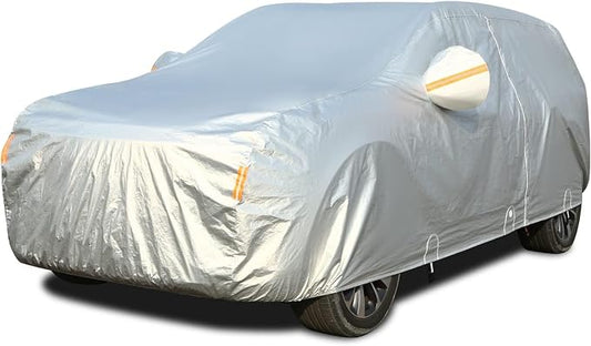 Tecoom Waterproof SUV Car Cover, Fleece Lined Outdoor Winter Cover with Zipper Door & Lock, Wind Snow Sun UV All Weather Protection, Fit for SUV (216"–230")