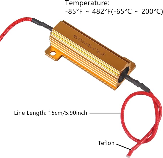 4Pcs 50W 6Ohm Load Resistor Turn Signal Blink LED Fix Fast Flash Error Code Flickering Automotive Replacement Resistors for LED Lights Indicator Controllers Bulb Headlights Tail Light License Plate