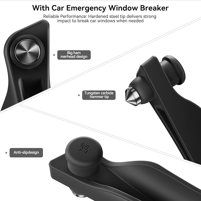 YONZEE Car Seat Gap Filler [2 Pack], Premium Silicone Side Console Organizer with Built-in Emergency Glass Breaker, Universal Fit Automotive Gap Blocker to Prevent Dropping, Car Interior Decor