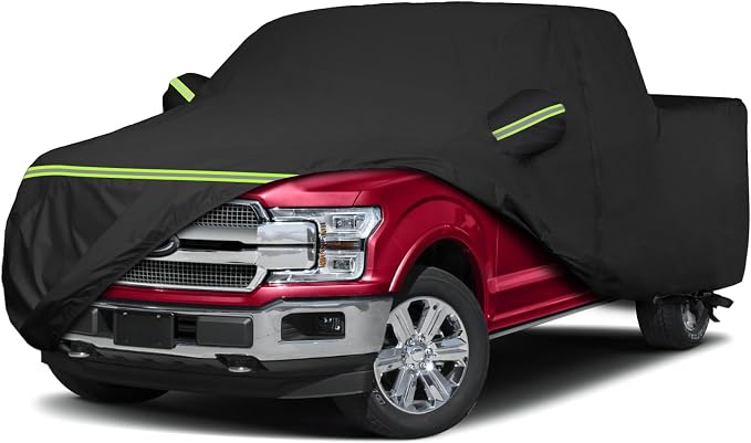 QUNSUNUS Truck Cover for Ford F150 SuperCrew 5.5ft&6.5ft Bed and Regular Cab 8ft 2004-2025, Waterproof F150 Truck Cover with Zipper, Compatible with RAM 1500 Crew Cab 6.4ft 2019-2025