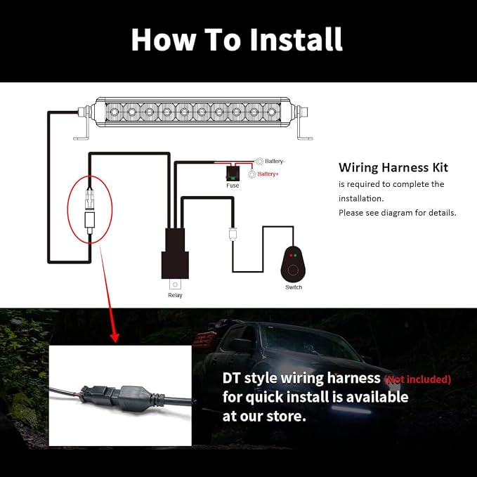 LASFIT 12 inch LED Light Bar, Screwless IP67 Waterproof Light Bar, Off Road Spot Flood Combo Work Light for Wrangler/F-150/Ranger/Explorer/4Runner