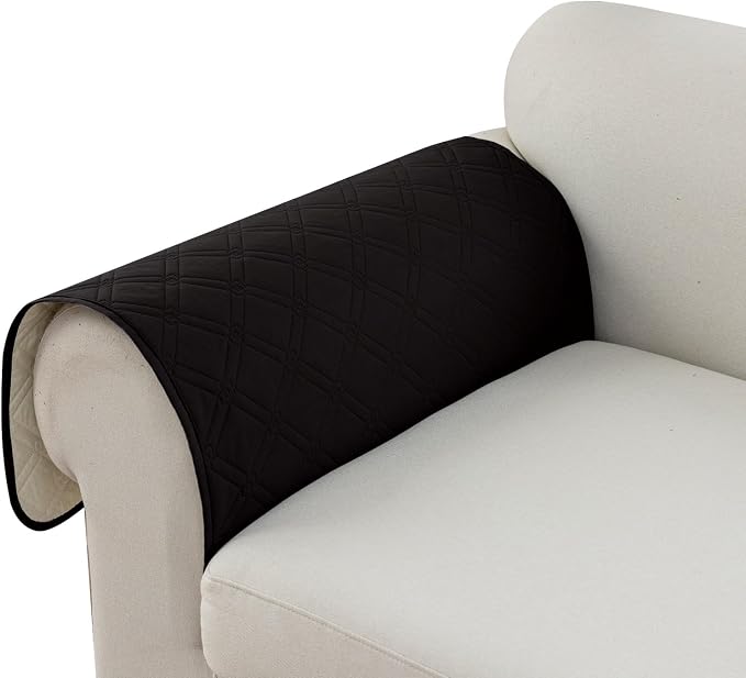 Genina Sofa Armrest Cover, Anti-Slip Armchair Slipcovers for Dogs Cats Pet, Water Resistant Couch Arm Cover for Backrest Recliner Loveseat, L Shaped Sofa, 23.6 x 27.5 Inches（2 Pieces）