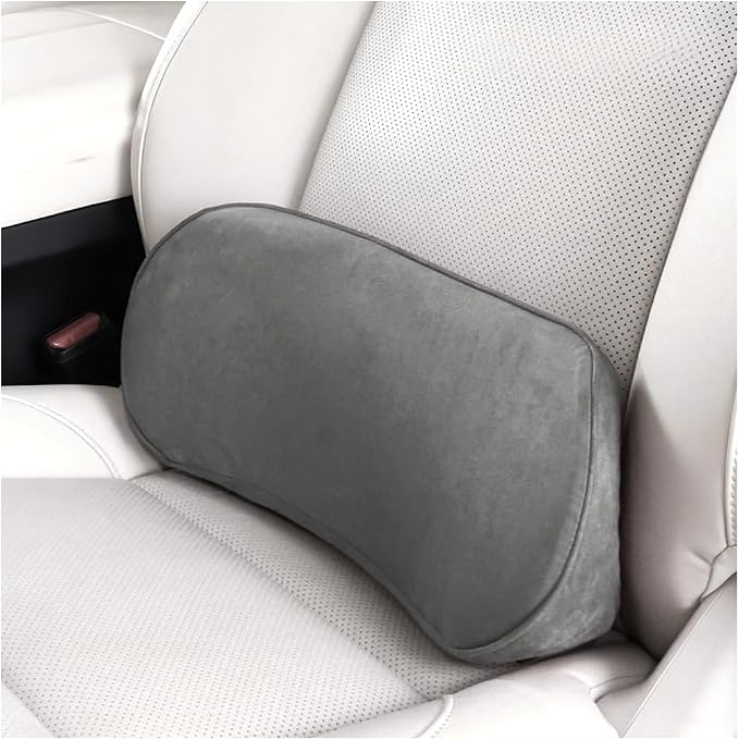 Osilly Car Lumbar Support Pillow, Memory Foam Comfortable Vehicle Seat Lower Back Support Cushion, Back & Sciatica Pain Relief Automotive Interior Driver Seat Pad, Universal for SUV RV Van (Dark Gray)