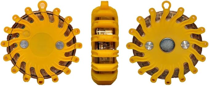 RPF16LM6 CASE OF 6 YELLOW RECHARGEABLE 9-FUNCTIONS PORTABLE 16 LED POWER FLARE POWER-MARKERS ROADSIDE EMERGENCY MAGNETIC