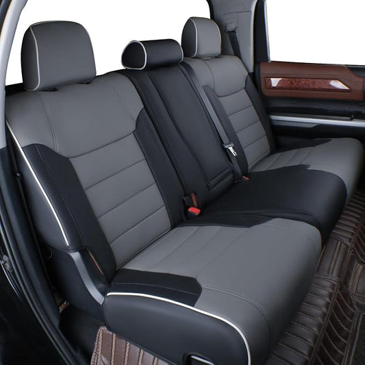 EKR Custom Fit Tacoma Rear Car Seat Covers for Toyota Tacoma (Petrol) 2024 2025 2026 Double cab SR/SR5/TRD Sport/TRD Off-Road/Limited - Second Row Only,Faux Leather(Black/Gray)