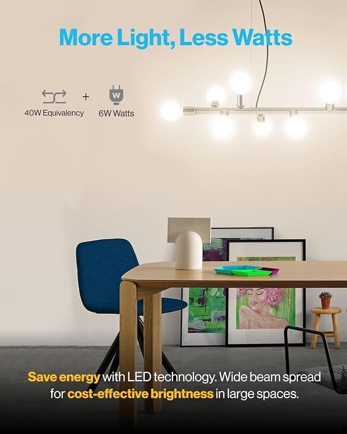 Sunco 50 Pack G25 LED Light Bulbs Globe Bathroom Light Bulb, 450 LM, 4000K Cool White, 6W (40W Equivalent), Dimmable, Mirror Vanity Decorative Bulb, E26 Base, UL