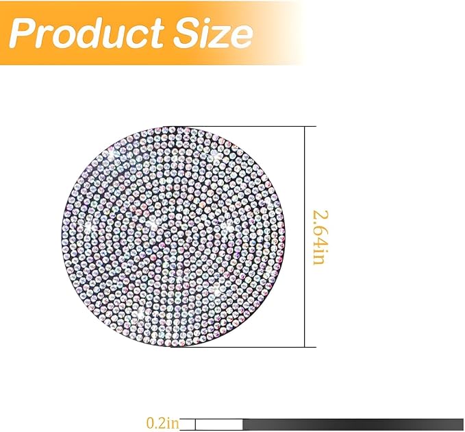 Osilly Bling Car Cup Holder Coaster, Crystal Rhinestone Anti-Slip Insert Coasters, Universal 2.75 Inch Fashion Automotive Cup Mat, Car Interior Accessories Decor Gifts for Women (Multicolor, 4PCS)