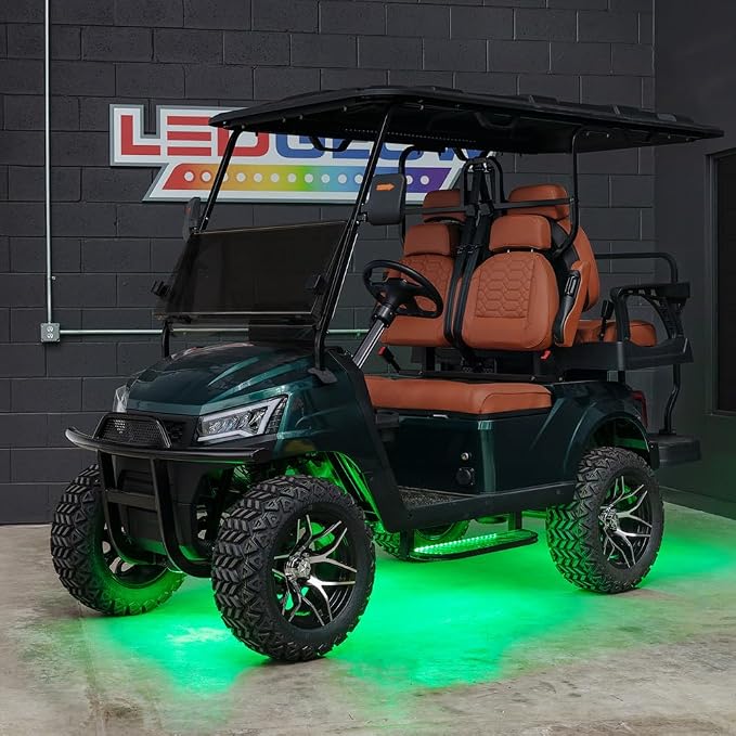 LEDGlow 4pc Million Color LED Golf Cart Underglow Kit for 12V 4-Seater | Accent Neon Lights Fit EZGO Yamaha Club Car ICON, Multi-Color Water Resistant Flex Tubes, 10 Solid Colors, 16 Modes