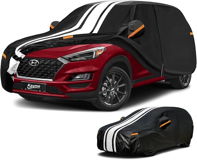 Kayme Heavy Duty Car Cover Custom Fit for Hyundai Tucson (2004-2026), Outdoor Full Exterior Cover with Tape and Towel, Rain Snow Sun UV Protection.