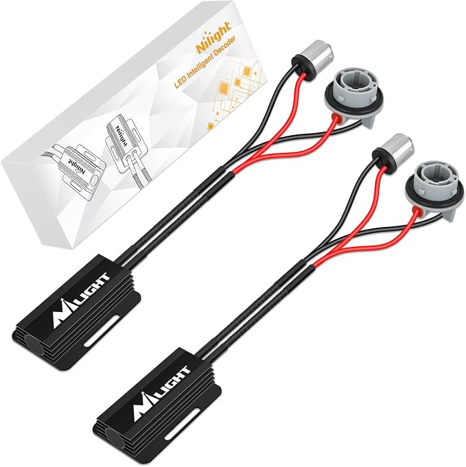 Nilight 1156 LED CANbus Decoder, Anti-Flickering Harness Load Resistor Kit Turn Signal Error Warning Canceller, Pack of 2