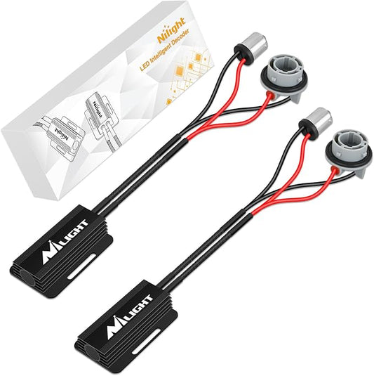 Nilight 1156 LED CANbus Decoder, Anti-Flickering Harness Load Resistor Kit Turn Signal Error Warning Canceller, Pack of 2