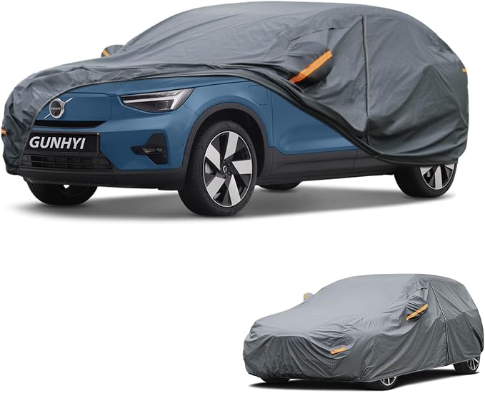 GUNHYI Premium Car Cover Custom Fit Volvo C40, 16 Layers Heavy Duty Car Cover Waterproof All Weather with Zipper Door for Sun Rain Snow Dust Uv Protection