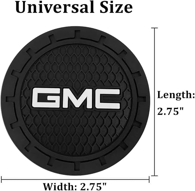 GMC Car Cup Holder Coaster Universal Non-Slip Cup Holder Insert Coaster Car Interior Accessories, Silicone, Black, 2PCS