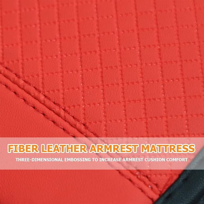 8sanlione Car Armrest Storage Box Mat, Fiber Leather Car Center Console Cover, Car Armrest Seat Box Cover Accessories Interior Protection for Most Vehicle, SUV, Truck, Car (Red)