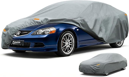 Kayme Heavy Duty Car Cover Waterproof All Weather, Full Exterior Covers Sun Rain UV Protection. Universal Fit Audi A3, Acura RSX, Nissan Versa/350Z/370Z, Porsche 718 Cayman, Jaguar F-Type Etc.