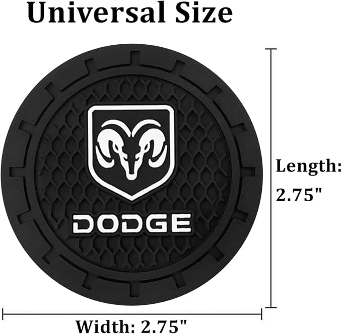 Car Cup Holder Coaster for Dodge Universal Non-Slip Cup Holder Insert Coaster Car Interior Accessories,Black 2PCS