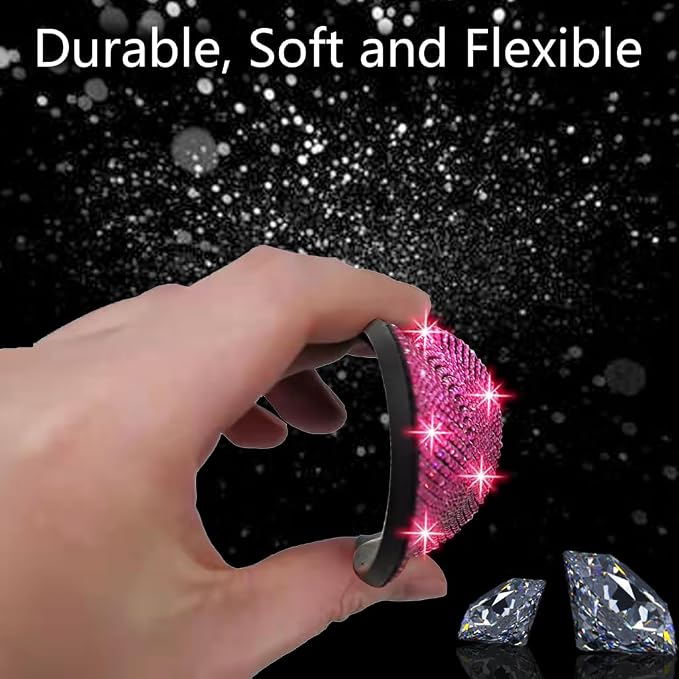 NBTEPEM 2pcs Bling Car Cup Holder Coaster, 2.75 inch Anti-Slip Shockproof Universal Fashion Car Coasters Insert Bling Crystal Rhinestone Automotive Interior Accessories for Women (2 pcs, Rose Red)