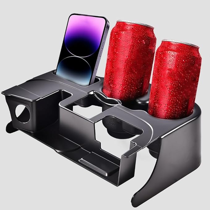 PIT66 Center Console Cup Holder, Compatible with 2003-2012 Dodge Ram 1500 2500 3500 Matte Black 6L3Z-18264A01-B