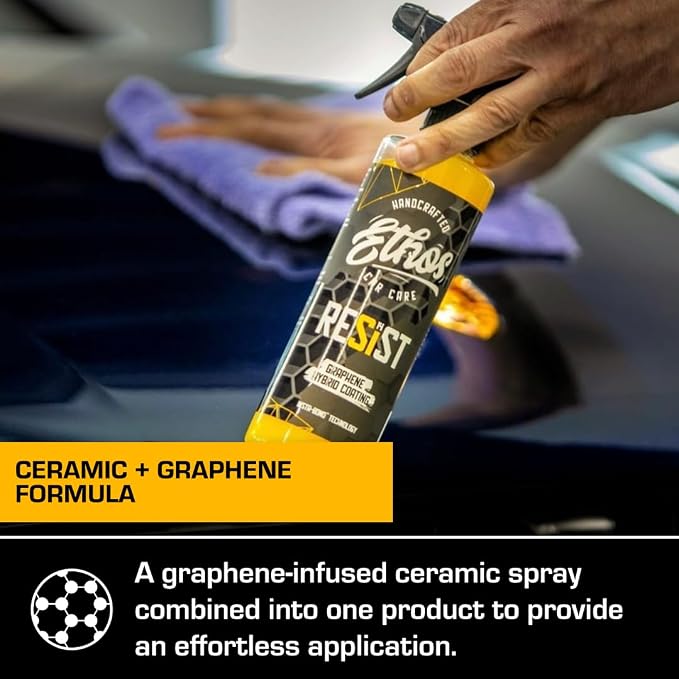 Ethos RESIST Graphene Spray Coating for Cars – Graphene Ceramic Coating Spray, Extreme Hydrophobic Protection, Gloss Enhancement, Ceramic Coating for Cars (16oz)