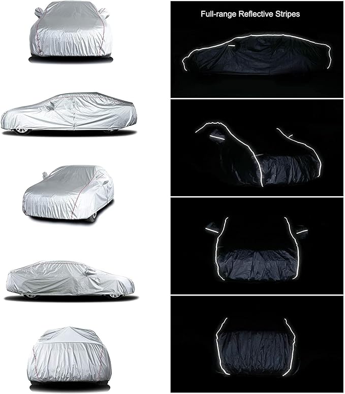Tecoom Car Cover Waterproof All Weather Fit For Tesla Model 3 Toyota Corolla 2000-2023 Honda Civic 1991-2023, Kia Stinger/Forte, Subaru Legacy, Audi A3/A4/A5 etc, Car Cover Sedan With Lock/Door Zipper