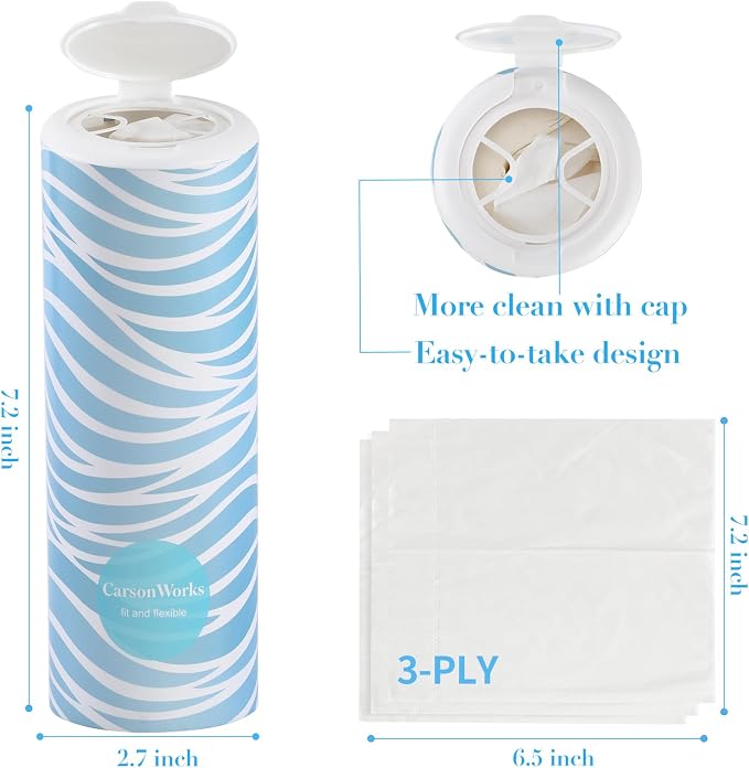 Car Tissues Cylinder 4 Packs Round Tissue Box Holder Fit for Car Cup Holder, Home Small Tissue Dispenser with Facial Tissues for Car Bathroom Office Travel
