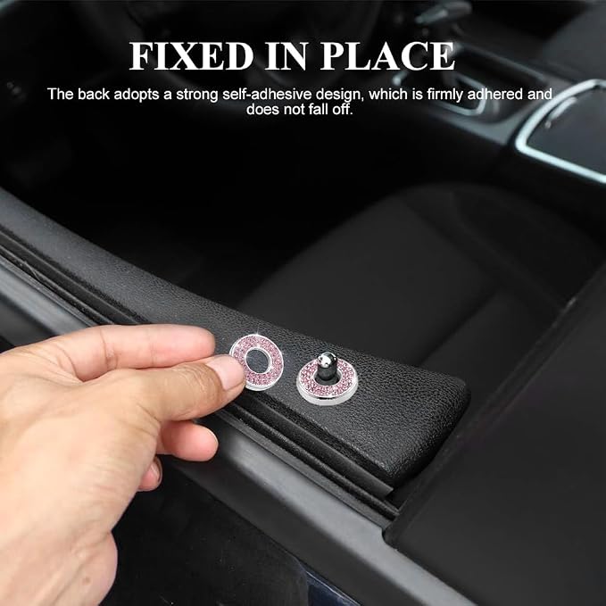 4PCS Bling Car Inner Door Lock Covers, Bling Car Accessories, Crystal Auto Decals for Women Girls, Sparkly Rhinestones Auto Door Bolt Decorations Compatible with B-e-n-z A/B/C/D/E Class