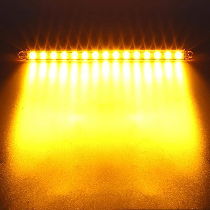 Partsam 2Pcs 12" Amber Led LED Trailer Light Bar 15-2835-SMD Clear Lens with Chrome Bezel Sealed Thin LED Turn Signal Marker Identification Light Bar for Trucks Trailers RV Surface Mount