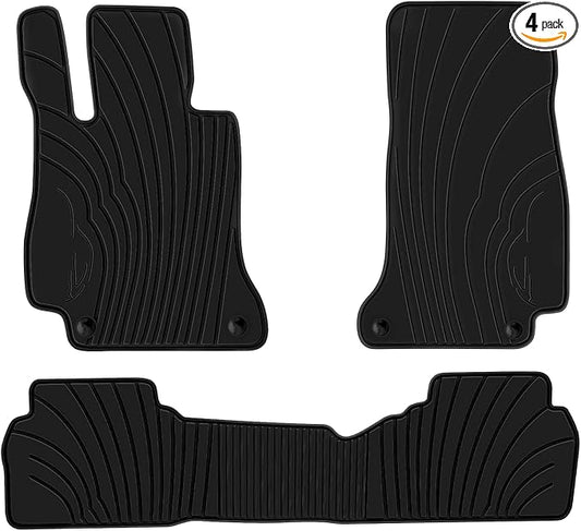 Car Floor Mats for Mercedes-Benz E-Class Sedan 2017-2023 W213 E300 E320 E400 E350 E63 E550 Custom Fit Full Black Rubber Auto Liners Set All Weather Heavy Duty Odorless