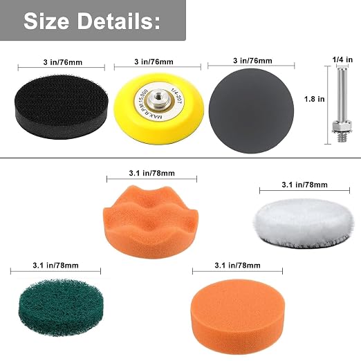 78 PCS Car Headlight Restoration Kit，3inch Headlight Restoration Kit，Hook and Loop Sandpaper Buffing Pads with Rotary Tools Universal for All Type of Car Headlights