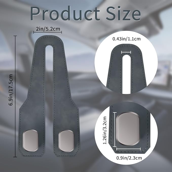 Car Seat Headrest Hooks for Purses and Bags, 4 Pack Bag Purse Holder for Car with Double Metal Hooks, Car Purse Hanger, Headrest Back Seat Handbags Hook Cute Hanging Accessories, Grey
