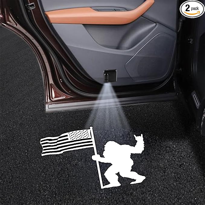 2PCS Car Door Lights,Bigfoot Door Lights Logo Projector LED Shadow Welcome Lamp,Cool Car Accessories Big Foot Sasquatch Gifts for Men Women,Suitable for All Vehicles Motorcycle Bike