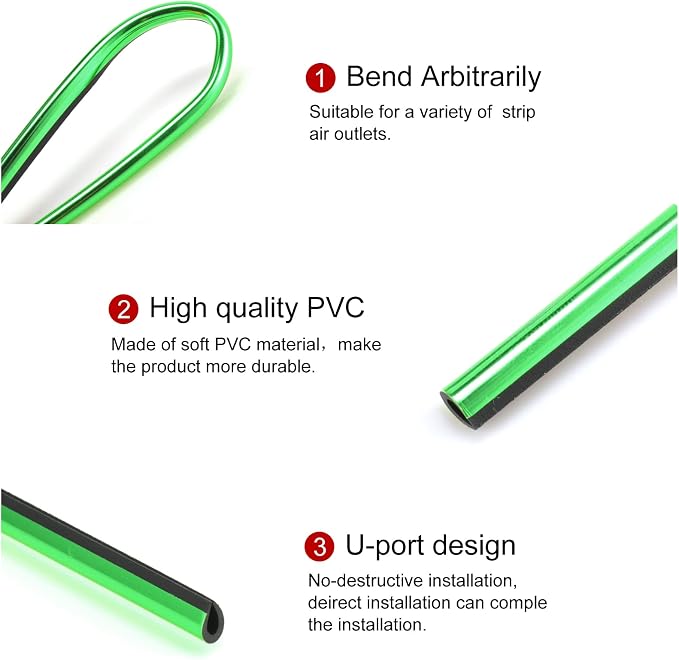 LivTee 20 Pieces Car Air Conditioner Decoration Strip for Vent Outlet, Universal Waterproof Bendable Air Vent Outlet Trim Decoration, Car Interior Accessories (Green)