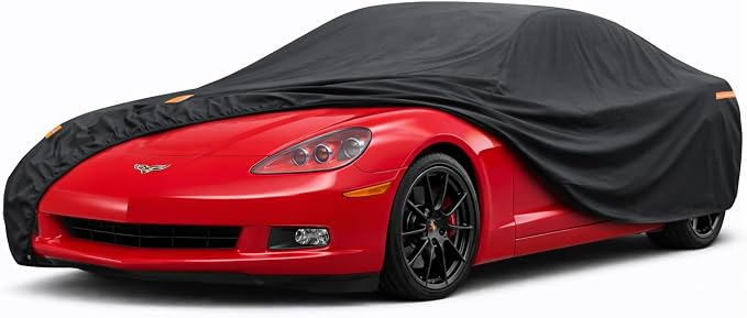 Coupe Car Cover Waterproof All Weather, 6 Layers Heavy Duty Material Universal Fit for Porsche 718 Box-Ster/Cayman, 911 Carrera/Turbo, Chevy C4 C5 C6 C7, Dodge Viper, Jaguar F-Type
