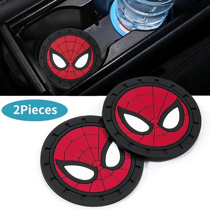 Spider Man Car Cup Holder Coasters for Marvel Fans, The Spider Man Car Coasters for Car Cup Holder Insert,Silicone Non-Slip Car Cup Mat,2.75''