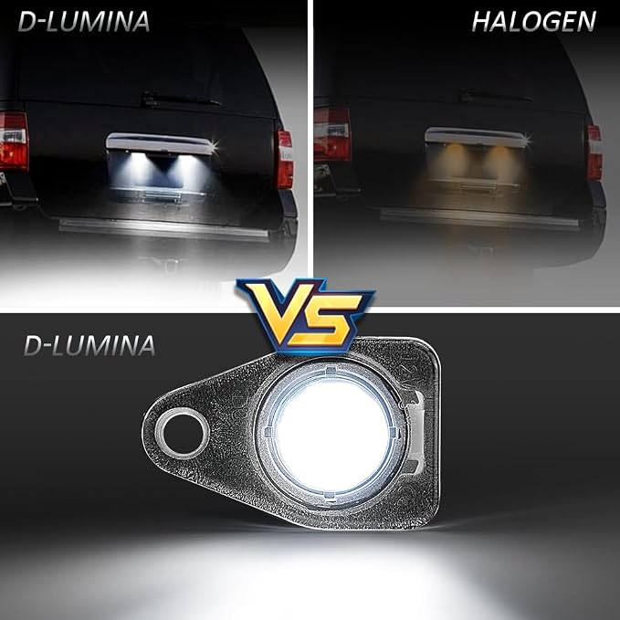 D-Lumina LED License Plate Light Tag Lamp Assembly for 2003-2014 Expedition, 1996-2007 Taurus, Freestar Freestyle Mercury Sable Monterey Lincoln Avaiator Navigator, 6000K White Tag Lights, Pack of 2