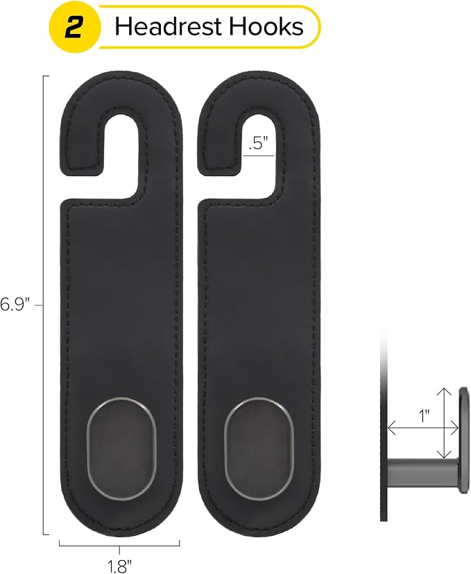 Wrap-It Storage Headrest Hook (2-Pack) - Car Accessories | For Hanging Bags And Purses, Simple Seat Back Hangers, Car Essentials, Road Trip Essentials For Adults