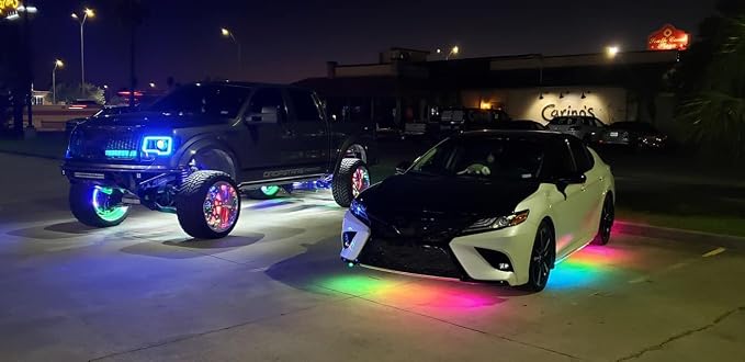 Bluetooth APP + Remote 2PCS 4FT 1.2Meters 48" Doubel Row RGB Dream Color Chasing Light Strips for Car Truck Vehicle Off-Road Lighting Polaris Slingshot Underbody Lighting Off-Road